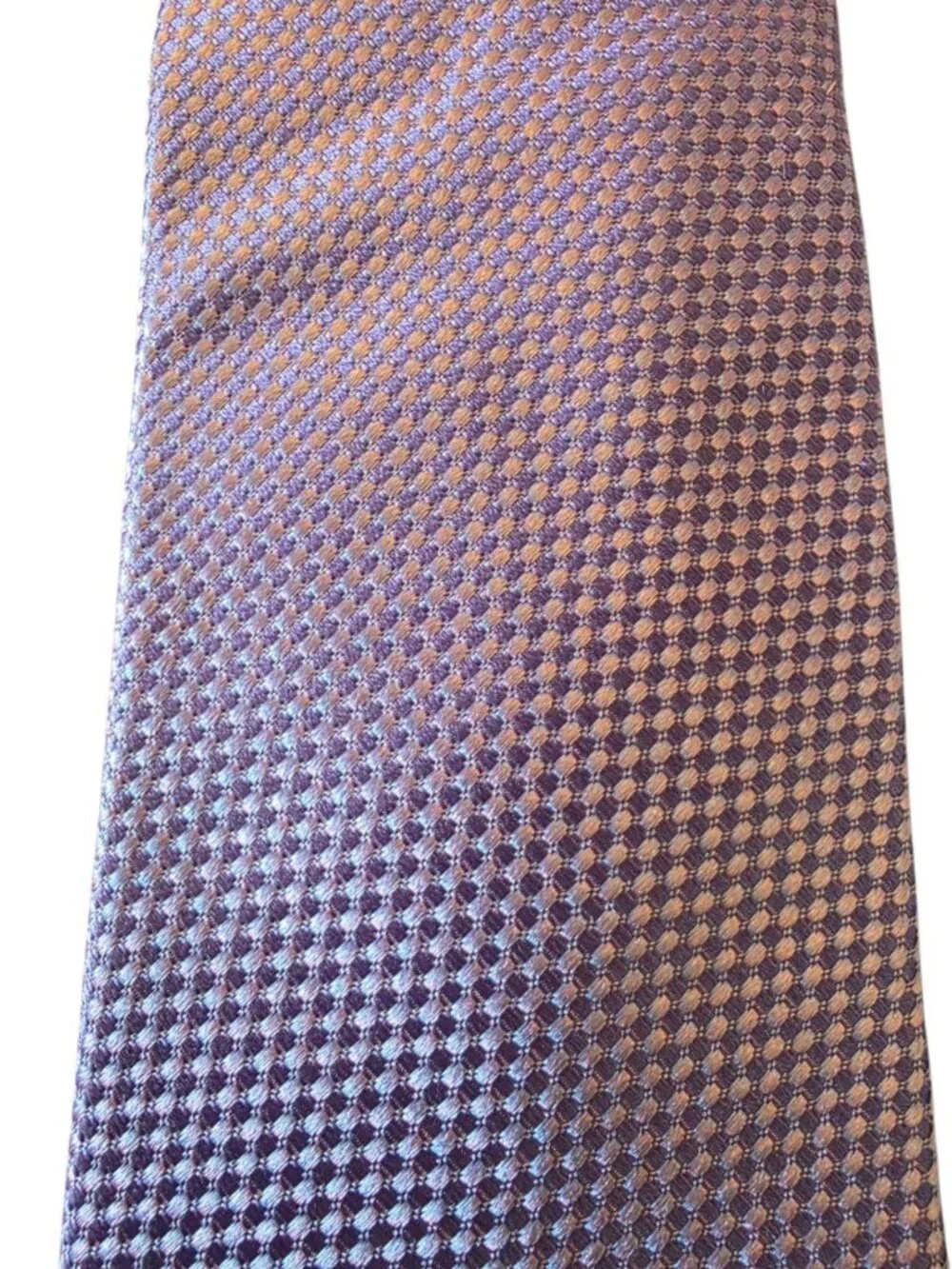 Tattersall London 100% Silk Tie Lavender Purple Geometric Woven Handmade